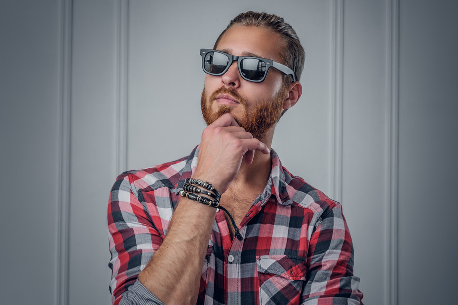 Portrait of Bearded Hipster Male
